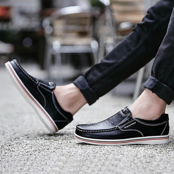 Jinshigal Other - Men's Leather Urban Loafer Nautical Navy Slip on Comfort Driving Shoe Size 9